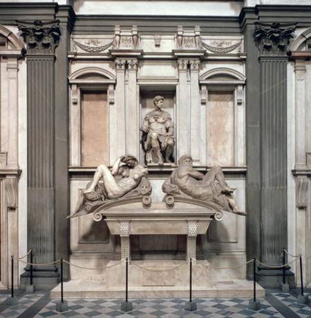 Tomb of Giuliano de' Medici, Duke of Nemours (1479-1516) with the figures of Day and Night de Miguel Ángel Buonarroti