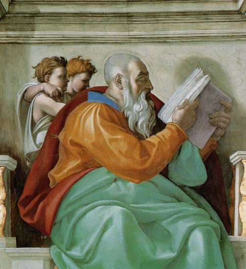Zacharias part a Sistine chapel, detail de Miguel Ángel Buonarroti