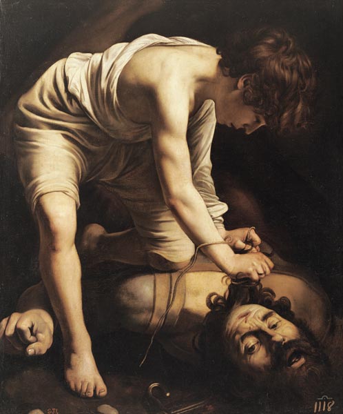 David defeats Goliath. de Caravaggio
