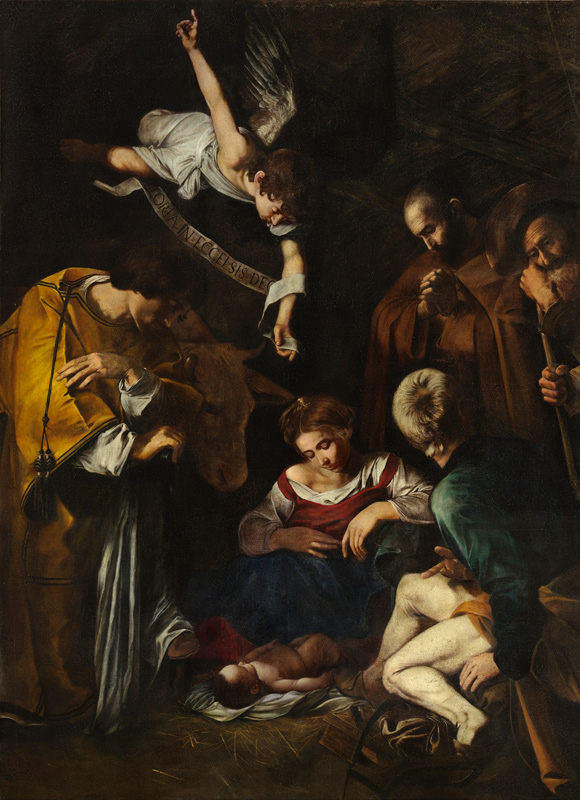 Nativity with St. Francis and St. Lawrence de Caravaggio
