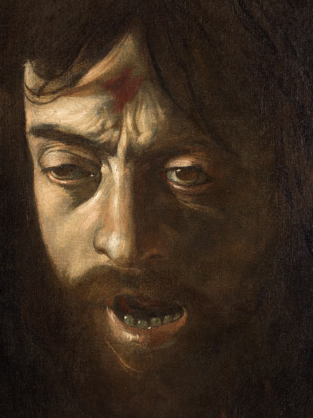 David with the Head of Goliath, detail of the head de Caravaggio
