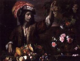 Young Man in a Feathered Hat with Still Life