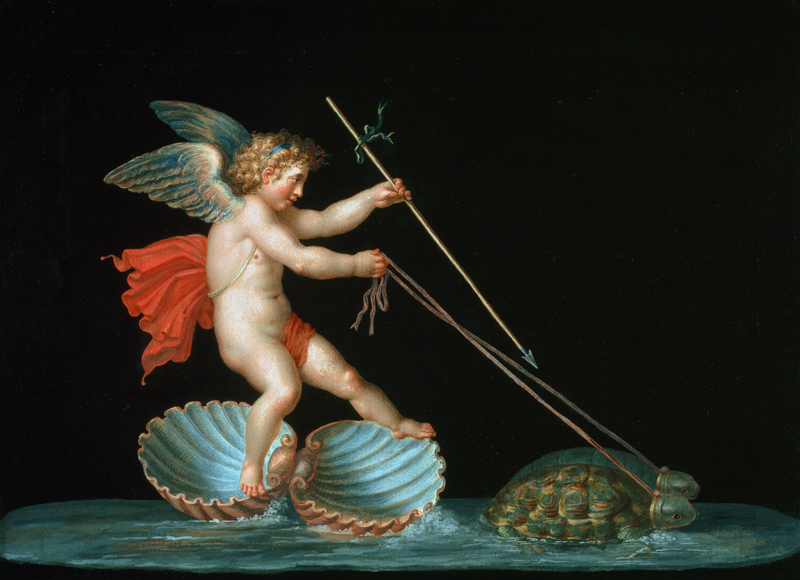 Cupid being led by Tortoises de Michelangelo Maestri