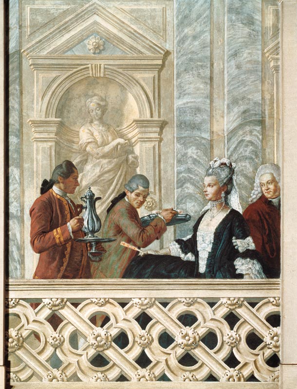 Group of two notaries and two servants de Michelangelo Morlaiter