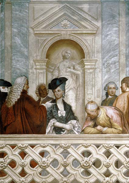Group of seven notaries including one ecclesiastical figure de Michelangelo Morlaiter