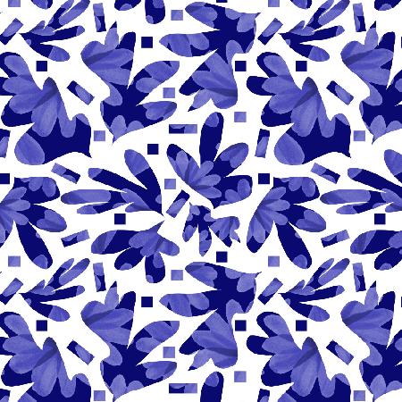 Blue Florals Galore Abstract Cutouts