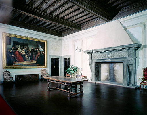 Interior with Fifteenth Century Fireplace, Villa Medicea di Careggi (photo) de Michelozzo  di Bartolommeo