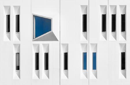 Composition in white, black and blue