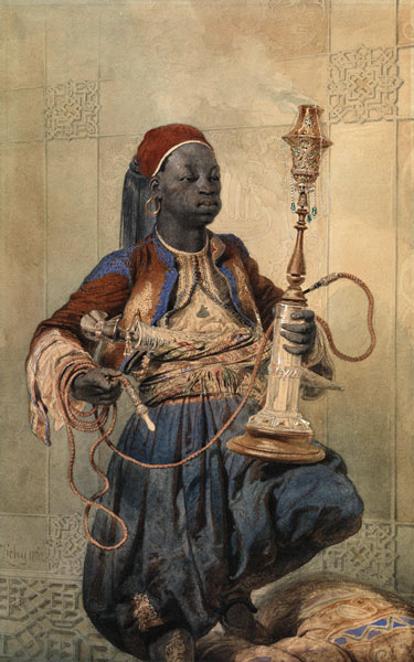 Nubian with a Waterpipe de Mihaly von Zichy