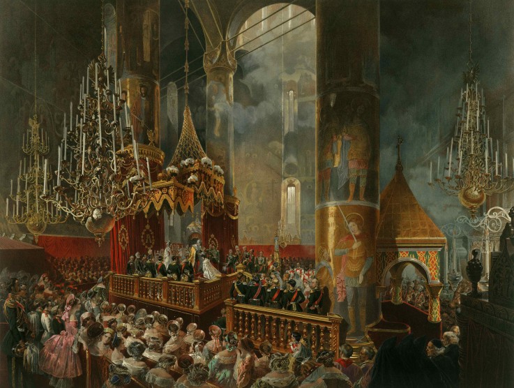 Coronation of Alexander II in the Dormition Cathedral of the Moscow Kremlin on 26 August 1856 de Mihaly von Zichy