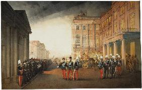 Parade in front of the Anichkov Palace on 26 February 1870