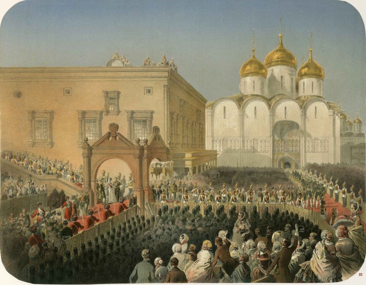 Entry Procession of of the Empress  Alexandra Feodorovna to the Cathedral of the Dormition de Mihaly von Zichy