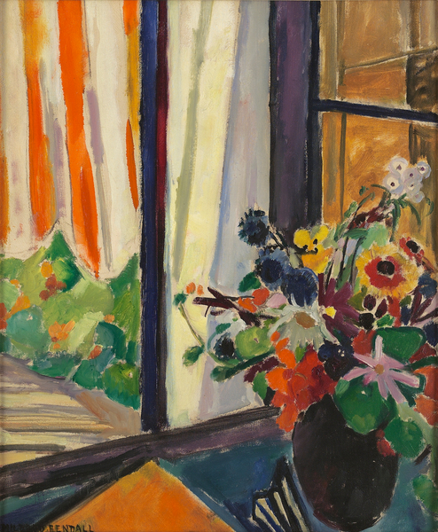 Flowers before a window, c de Mildred Bendall