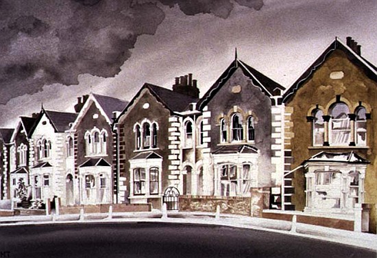 Bargeboard Houses on a Gloomy Day, 1997 (w/c on paper)  de Miles  Thistlethwaite