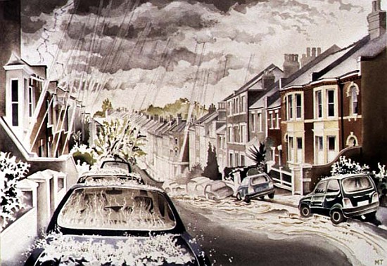 Sudden Downpour in NW5 District, 1998 (w/c on paper)  de Miles  Thistlethwaite