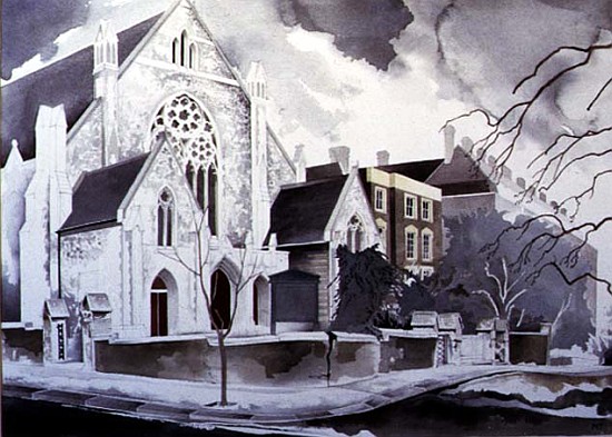 The Grey Nonconformist Church, 1998 (w/c on paper)  de Miles  Thistlethwaite