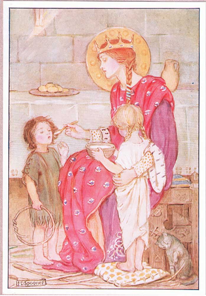 One by one she fed each little orphan with her own golden spoon lithograph de Minnie Didbin Spooner