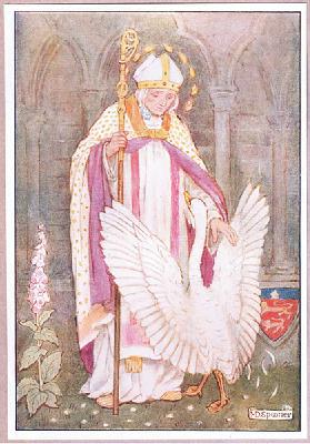 St Hugh and the white swan lithograph