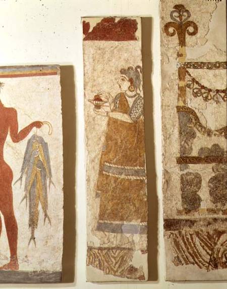 Tres fragmentos : El Pescador, La Sacerdotisa,  y un Ikirion de Minoan