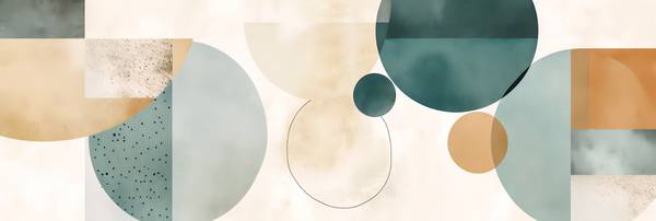 Abstrakte Kreise in verschiedenen Farben, organische Formen, glatte Linien, ruhige Aquarelle, sanfte de Miro May