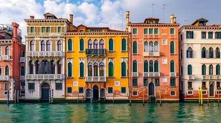 Bunte Häuser am Canale Grande in Venedig  2024