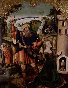 The decapitation of St. Barbara. de Monogrammist I.W.
