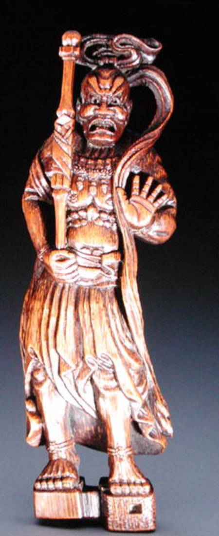 Netsuke depicting a temple guardian sculpture de Morikawa Toen