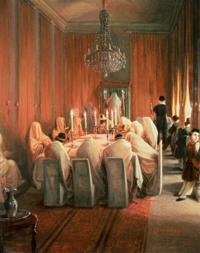 The Rothschild Family at Prayer de Moritz Daniel Oppenheim