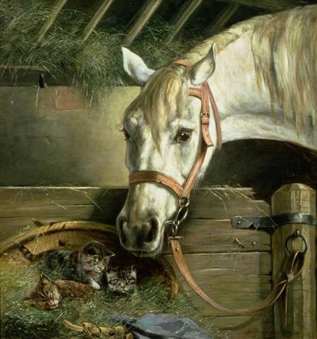Horse and kittens de Moritz Muller