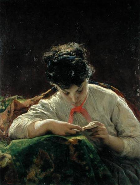 Young Woman Reading de Mose Bianchi