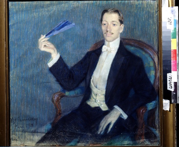 Porträt des Dichters Nikolai Gumiljow (1886-1921) de Mstislaw Wladimirowitsch Farmakowski
