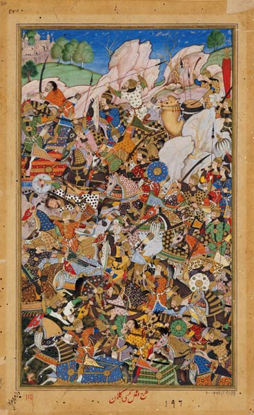Battle of Bundi, from the Akbarnama de Mughal School
