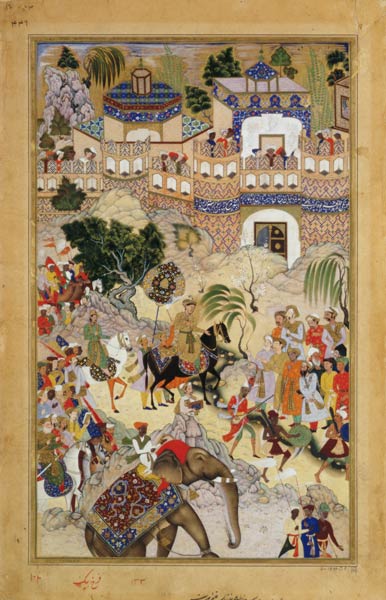 Emperor Akbar's triumphant entry into Surat de Mughal School
