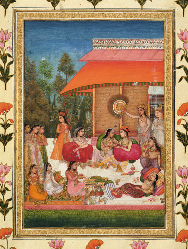 Ladies feasting, from the Small Clive Album de Mughal School