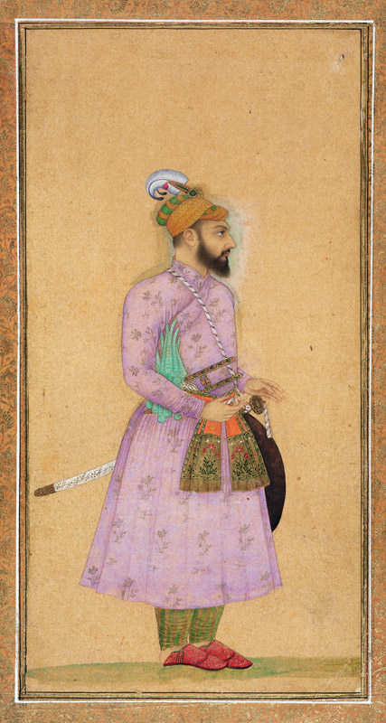 Standing figure of a Mughal prince, from the Small Clive Album de Mughal School