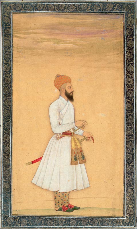 Standing figure of a noble, from the Small Clive Album de Mughal School