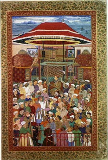 The Court Welcoming Emperor Jahangir (Shah Salim) (1569-1627) de Mughal School