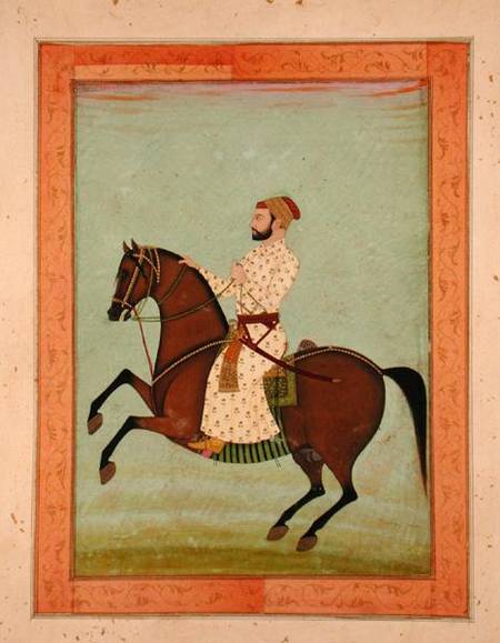 A Mughal Noble on Horseback, from the Large Clive Album de Mughal School