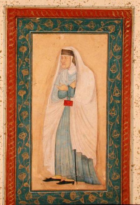 An old woman in Westernised dress, from the Large Clive Album de Mughal School