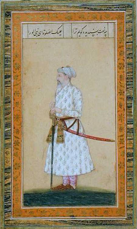 A Prince wearing a sword, from the Small Clive Album de Mughal School