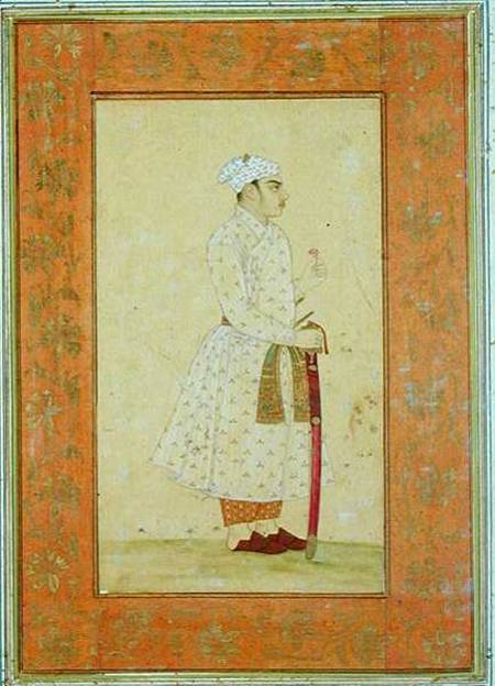 A young nobleman of the Mughal court, from the Large Clive Album  drawing with w/c on de Mughal School
