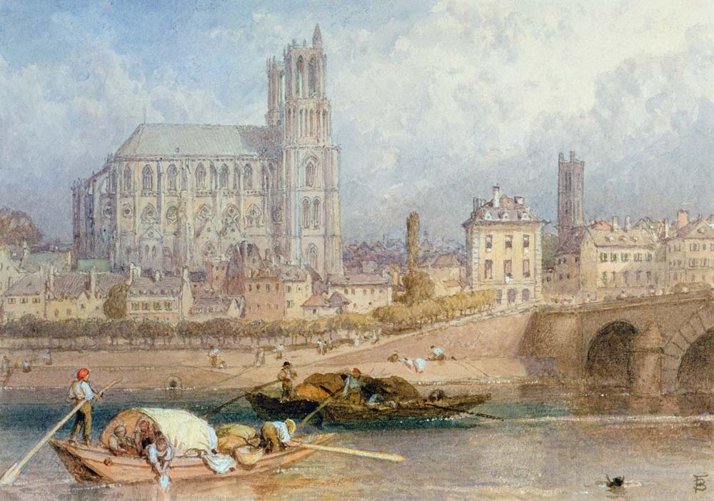Nantes Cathedral from the River de Myles Birket Foster