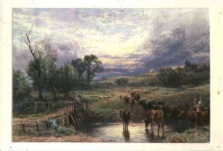 Landscape with Cattle and Bridge de Myles Birket Foster