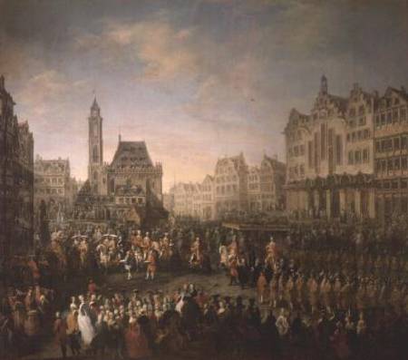 The coronation procession of Joseph II (1741-90), in Romerberg de Mytens (Schule)