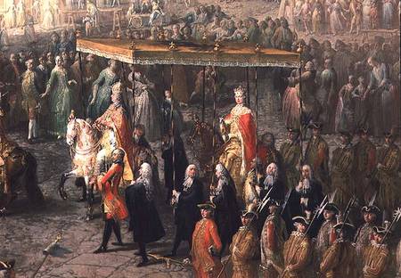 The coronation procession of Joseph II (1741-90) Emperor of Germany, in Romerberg de Mytens (Schule)