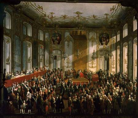 Empress Maria Theresa at the Investiture of the Order of St. Stephen de Mytens (Schule)