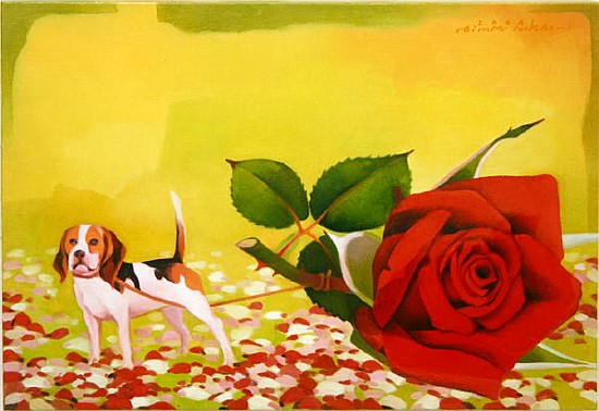 The Rose and the Dog, 2004 (oil on canvas)  de Myung-Bo  Sim