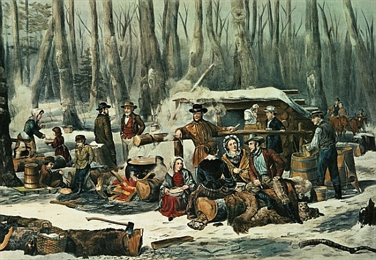 American Forest Scene - Maple Sugaring de N. Currier