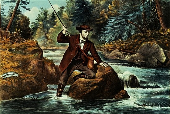 Brook Trout Fishing - An Anxious Moment de N. Currier