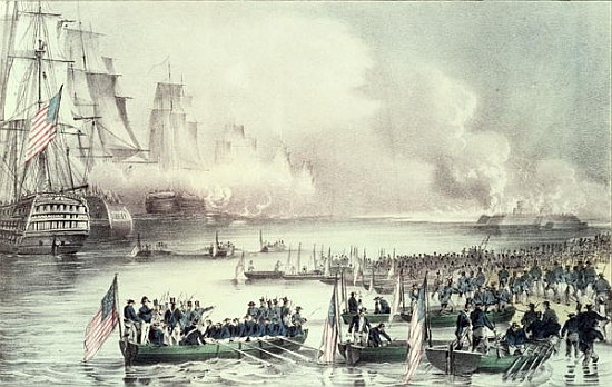 Landing of the American Force at Vera Cruz, under General Scott, March 1847 de N. Currier